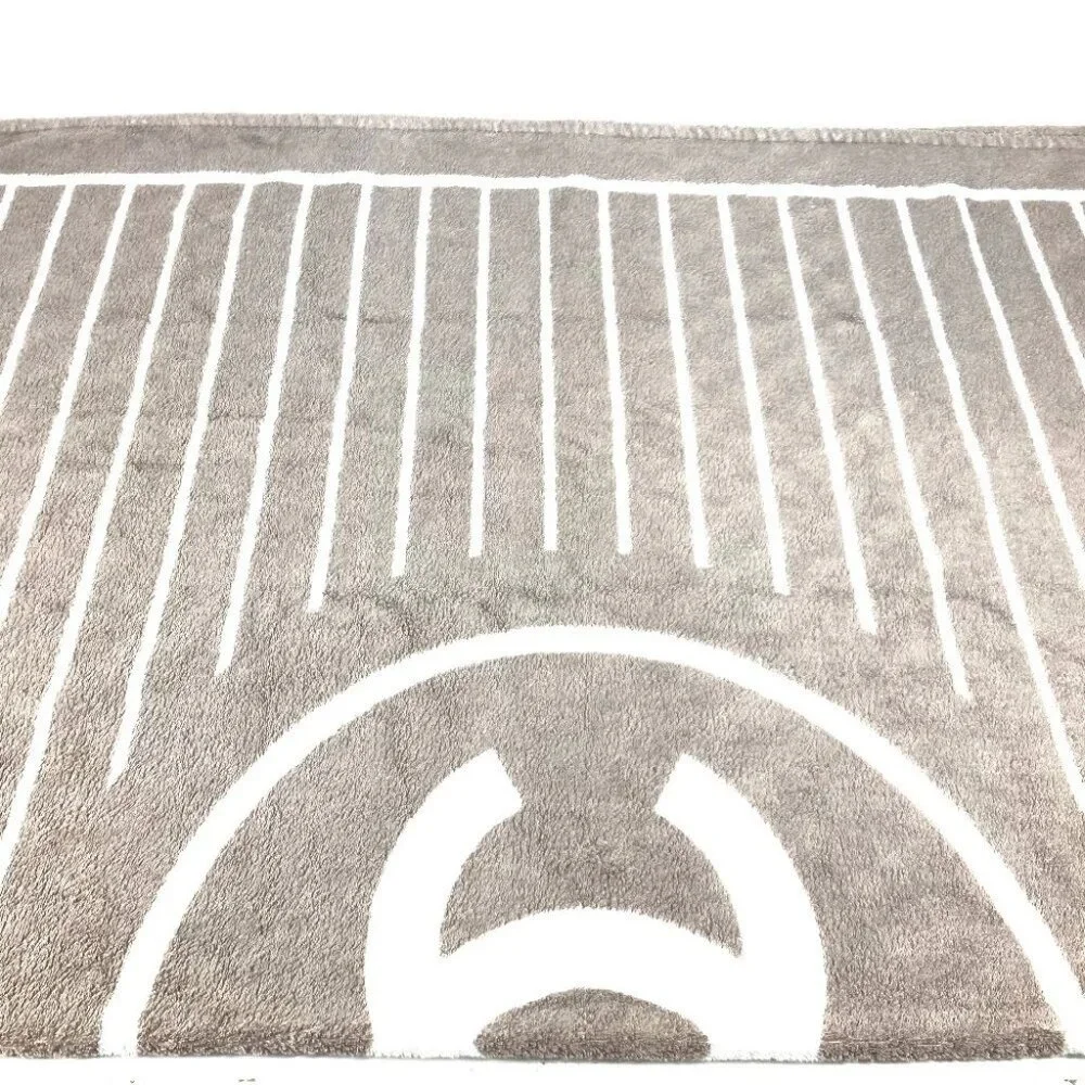 CHANEL Logo Stripe CC CC Mark Bath towel Interior Throw towel Gray Based/White